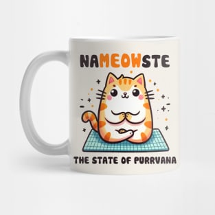 Nameowste The State Of Purrvana Funny Yoga Cat Mug